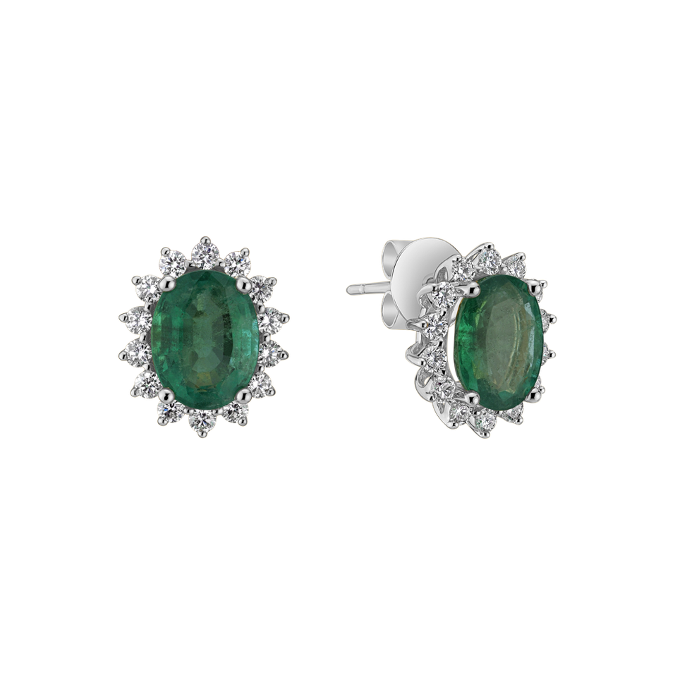 Diamond earrings with Emerald Princess