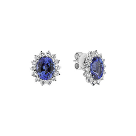 Diamond earrings with Tanzanite Princess