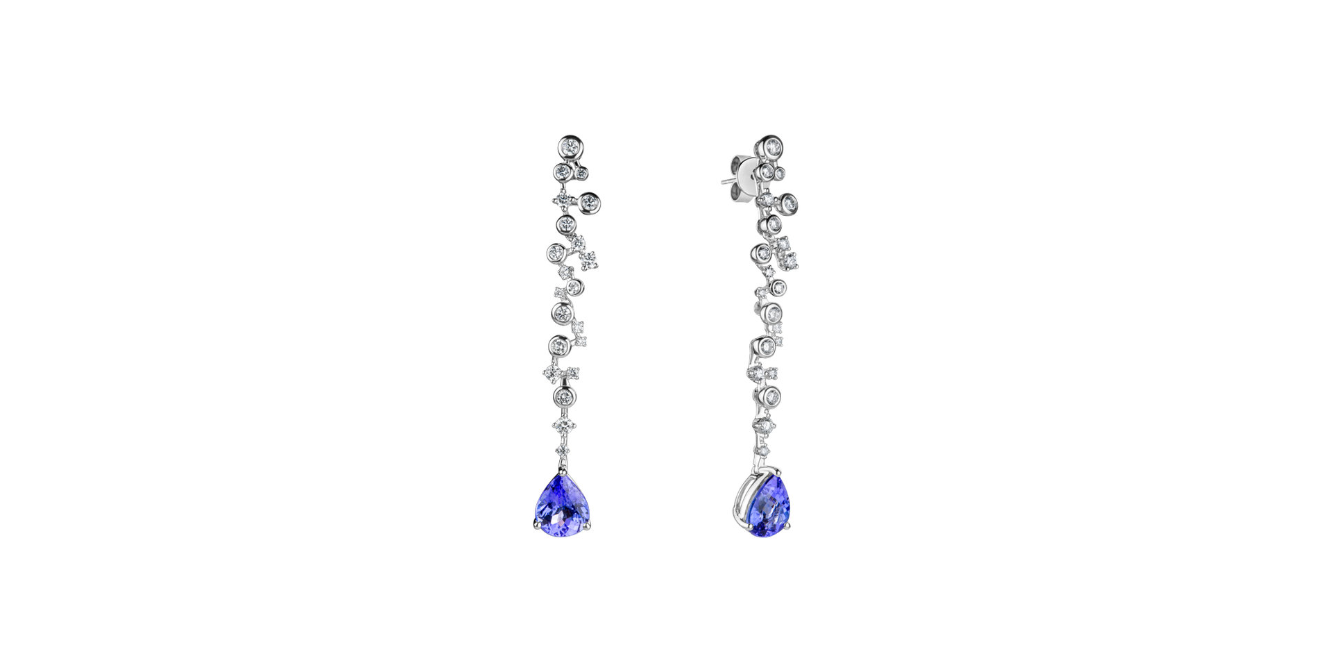 Diamond earrings with Tanzanite Tanzania Waterfall