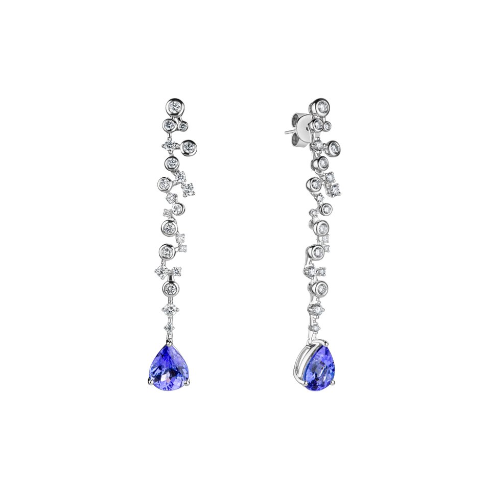 Diamond earrings with Tanzanite Tanzania Waterfall
