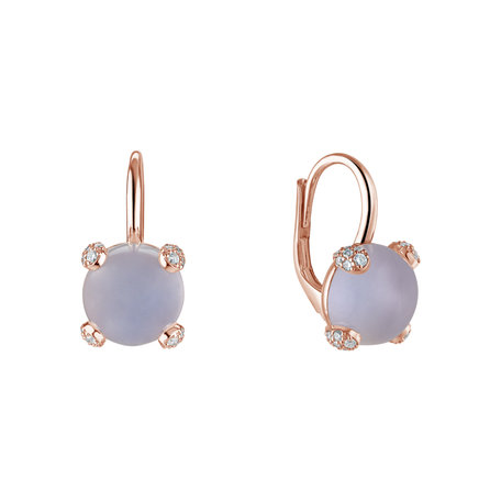 Diamond earrings with Chalcedony Royal Drops