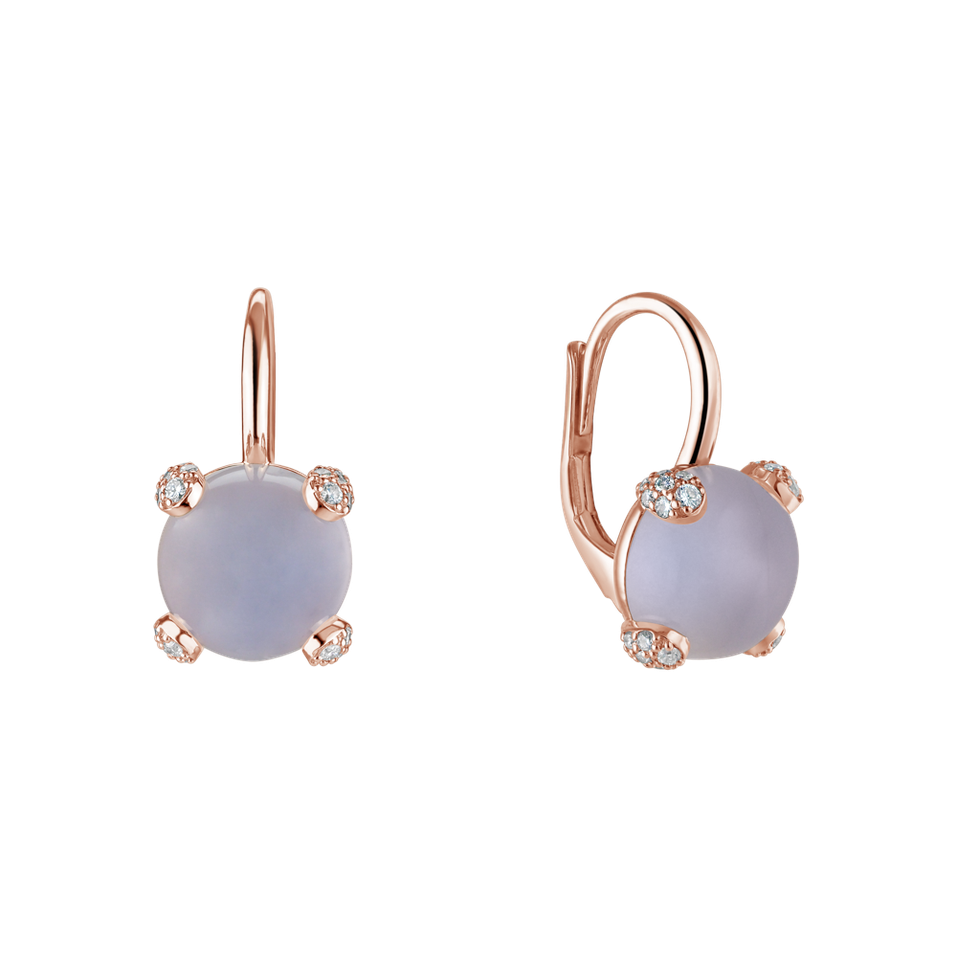 Diamond earrings with Chalcedony Royal Drops