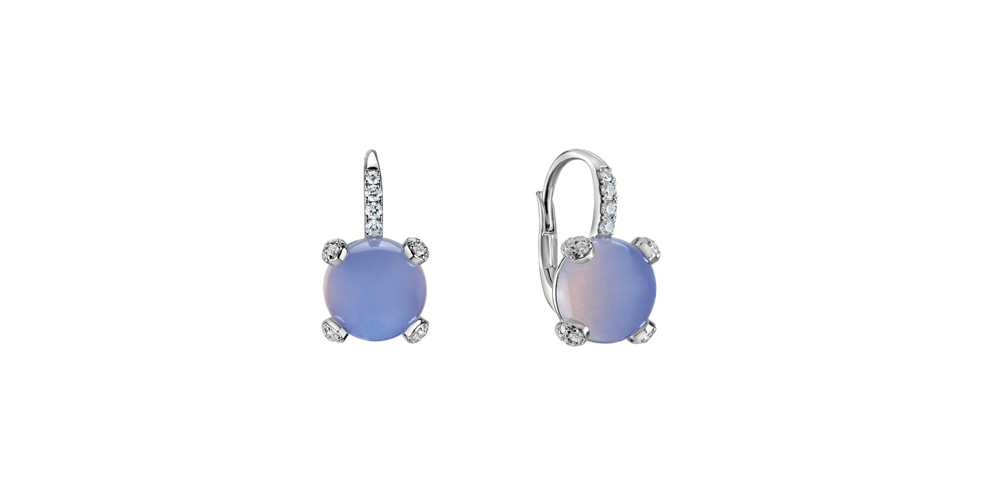 Diamond earrings with Chalcedony Royal Drops