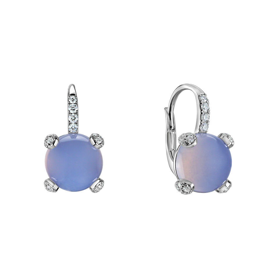 Diamond earrings with Chalcedony Royal Drops