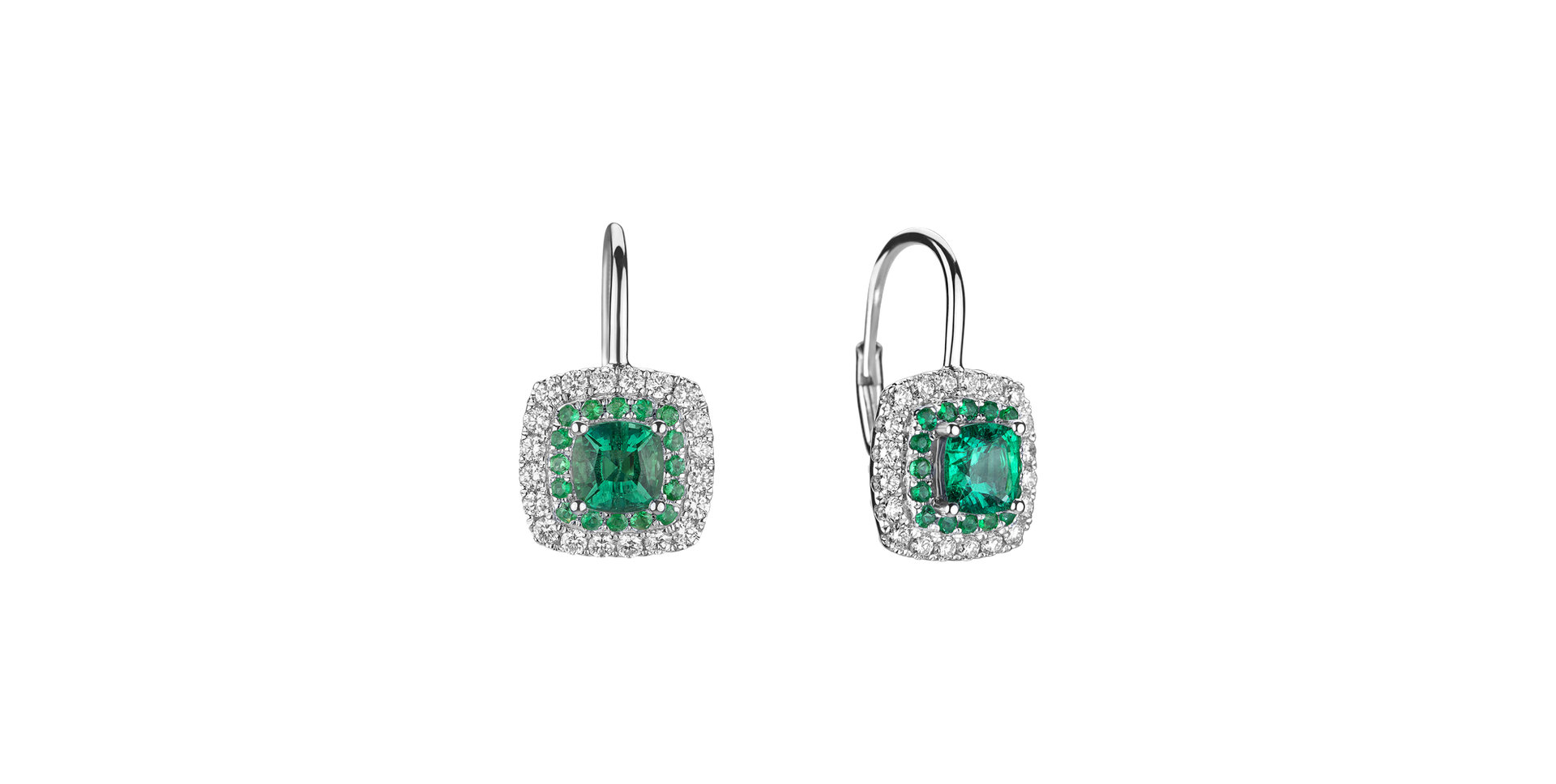 Diamond earrings with Emerald Sparkling Rise