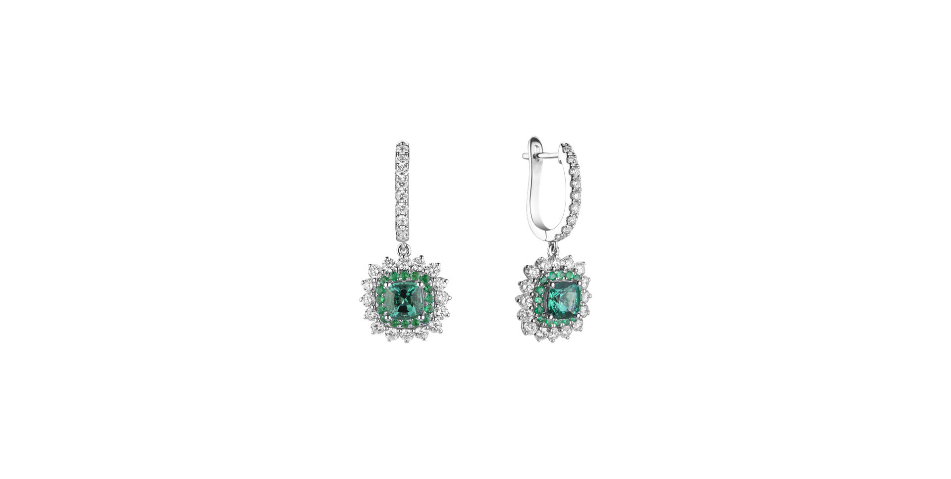 Diamond earrings with Emerald Radiant Shine