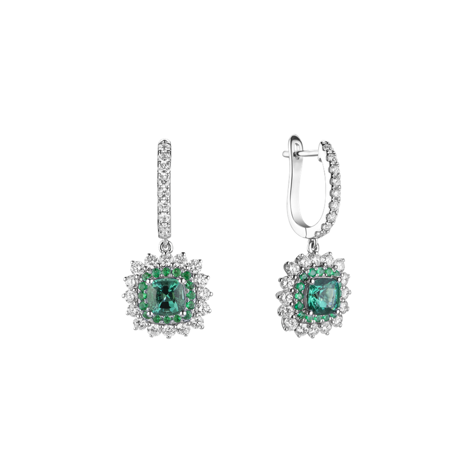 Diamond earrings with Emerald Radiant Shine