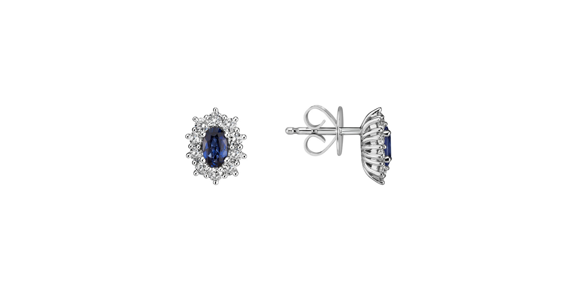 Diamond earrings with Sapphire Princess Joy