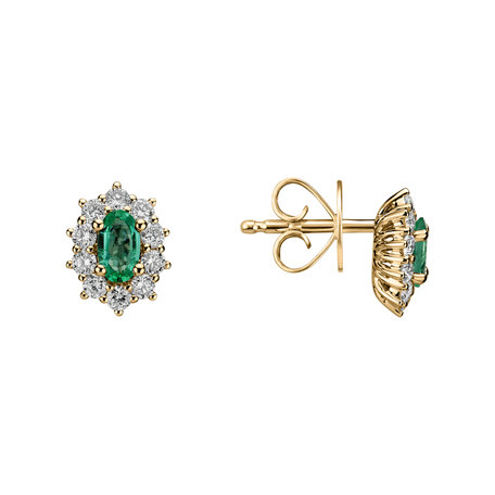 Diamond earrings with Emerald Princess Joy