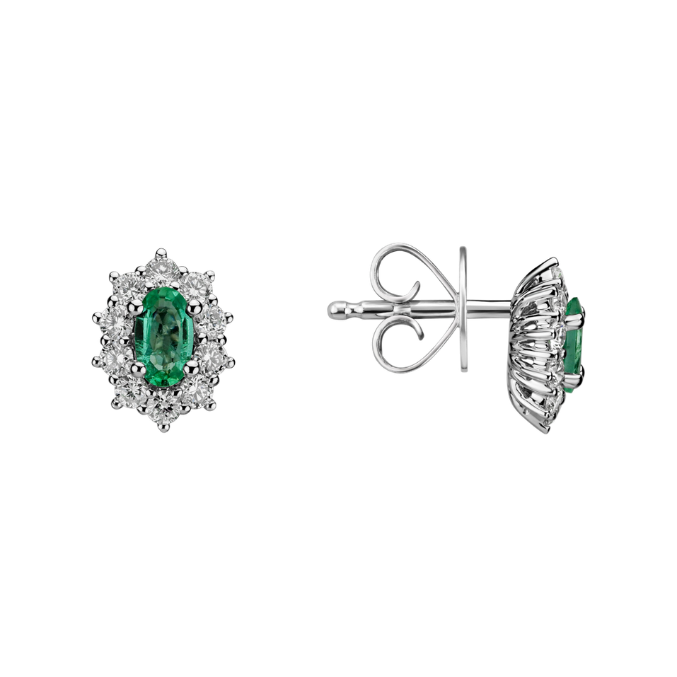 Diamond earrings with Emerald Princess