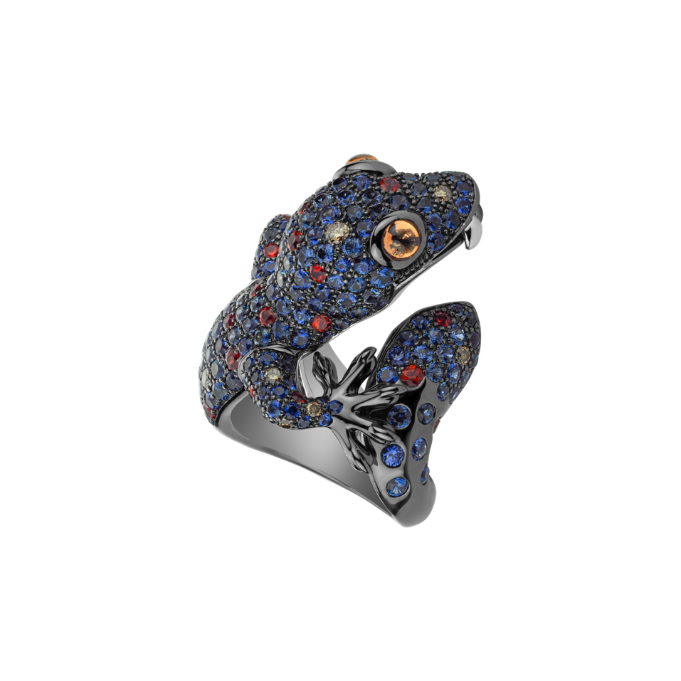 Ring with Sapphire and brown diamonds Miracle Gecko