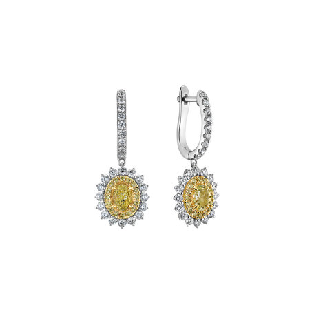 Earrings with yellow and white diamonds Glory Rays
