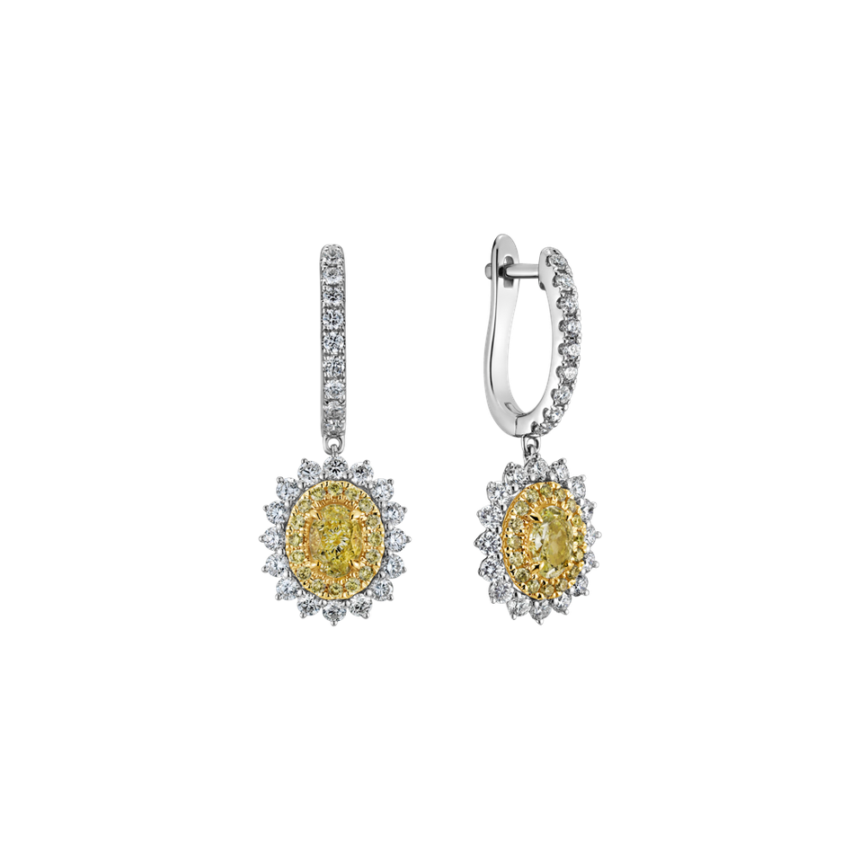 Earrings with yellow and white diamonds Glory Rays