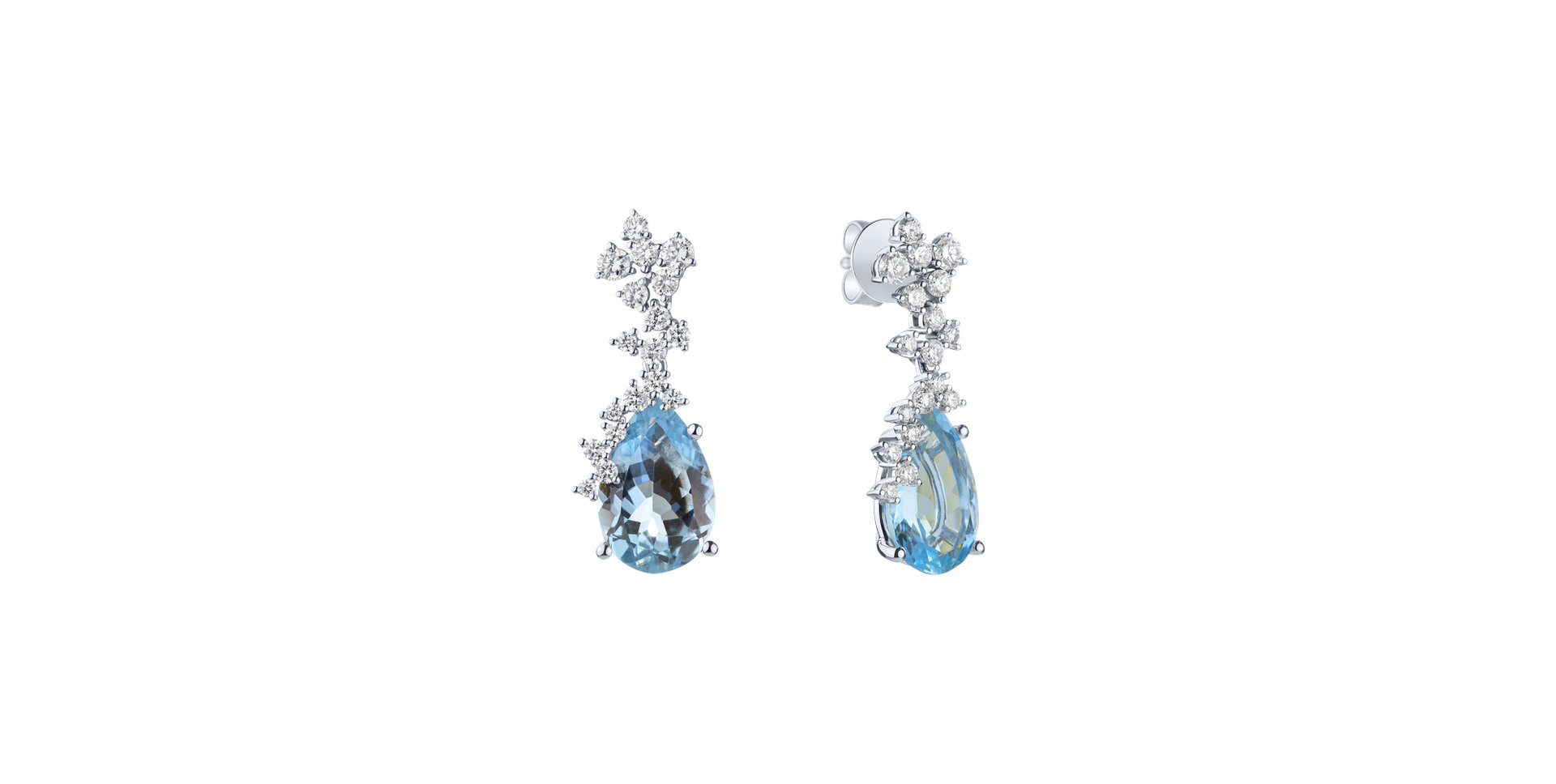 Diamond earrings with Aquamarine Frozen Tears