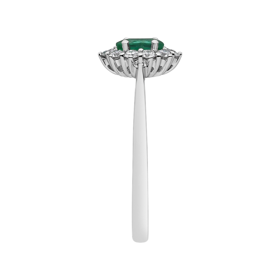 Diamond ring with Emerald Princess