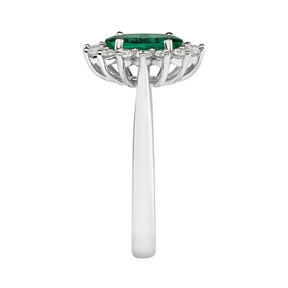 Diamond ring with Emerald Princess