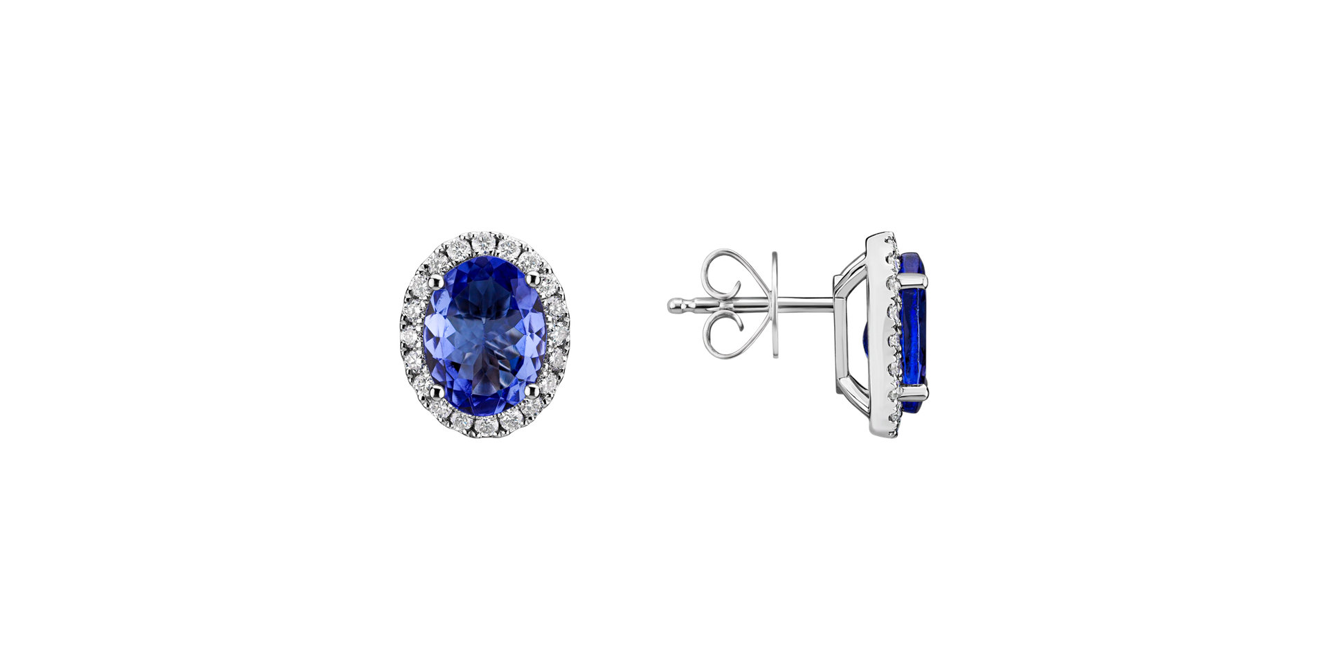 Diamond earrings with Tanzanite Princess