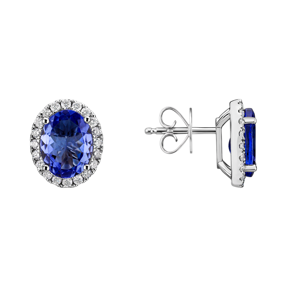 Diamond earrings with Tanzanite Princess