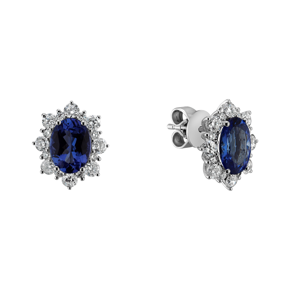 Diamond earrings with Tanzanite Mary Magdalene