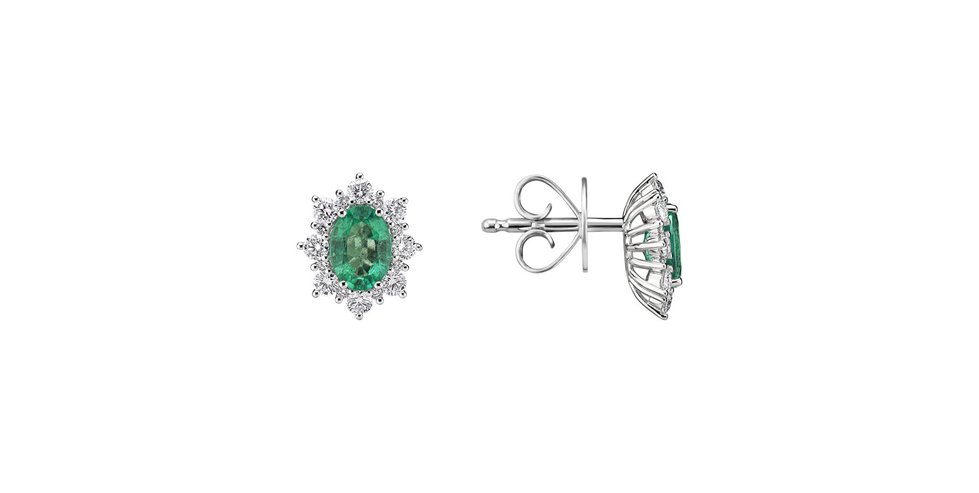 Diamond earrings with Emerald Royal Aurora