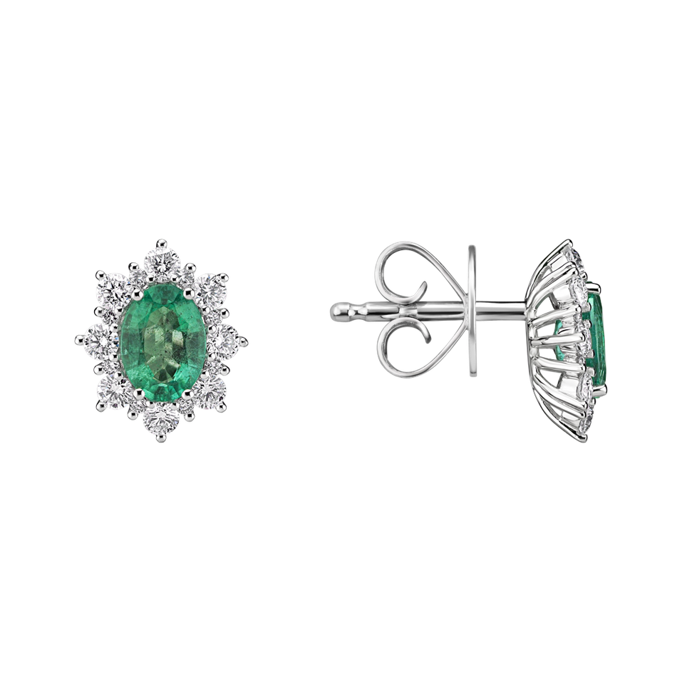 Diamond earrings with Emerald Royal Aurora