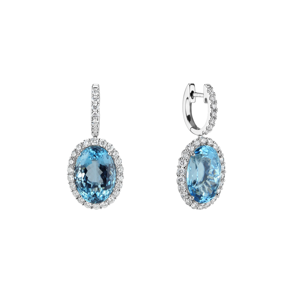 Diamond earrings with Aquamarine Royal Hope