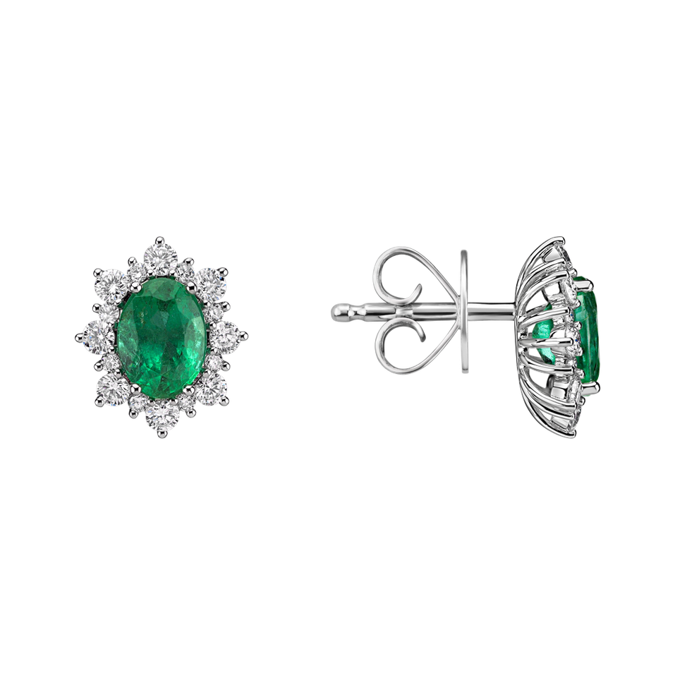 Diamond earrings with Emerald Mary Magdalene
