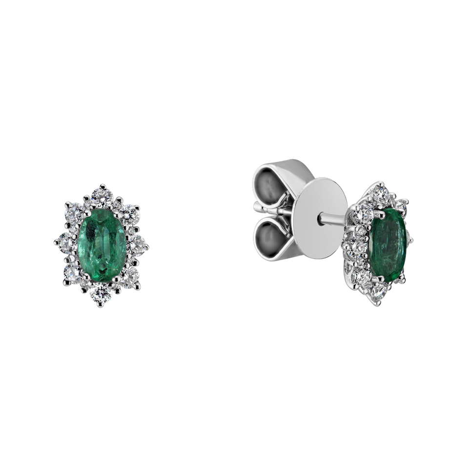 Diamond earrings with Emerald Mary Magdalene