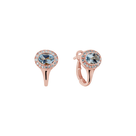 Diamond earrings with Aquamarine Echoes