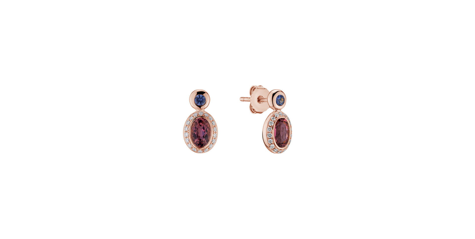 Diamond earrings with Tourmalíne and Sapphire Lèpre