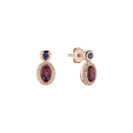 Diamond earrings with Tourmalíne and Sapphire Lèpre