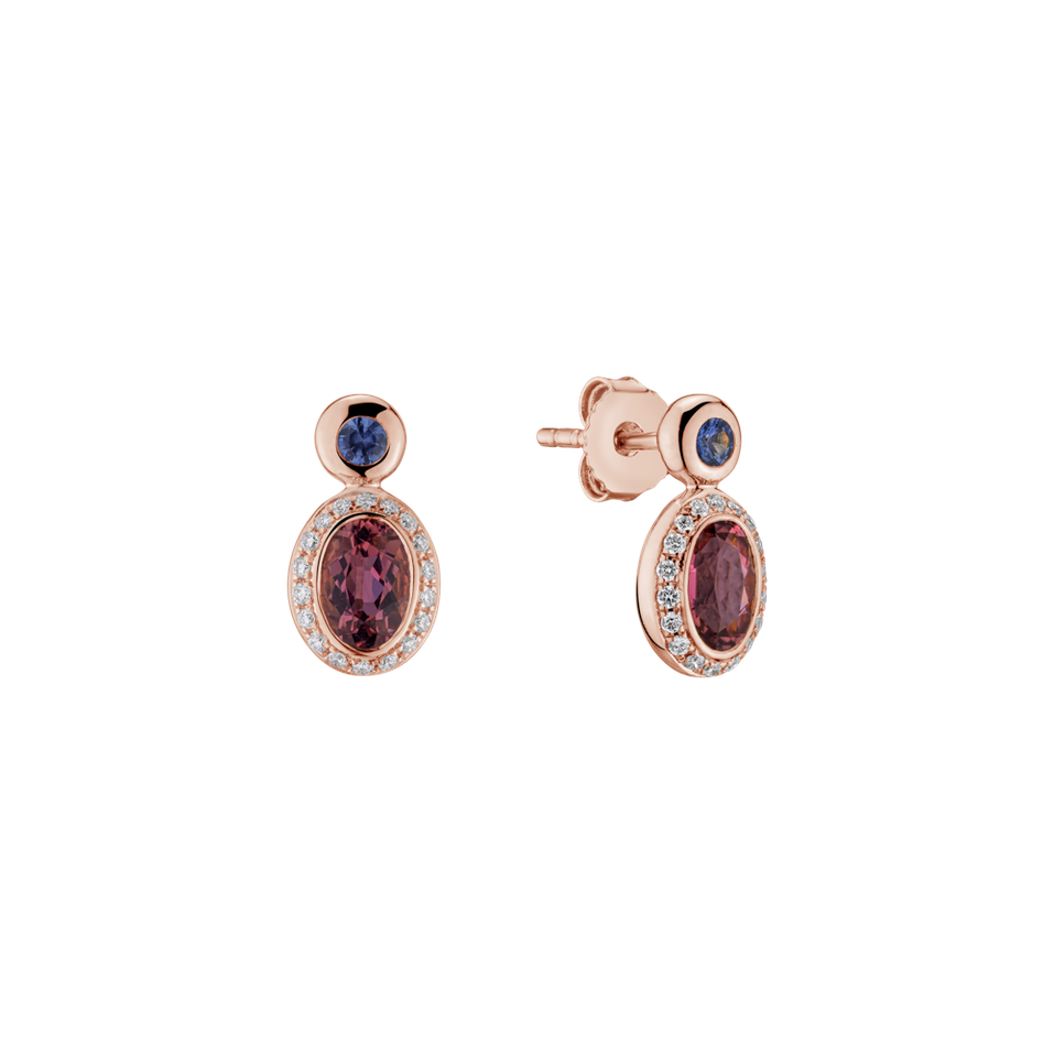 Diamond earrings with Tourmalíne and Sapphire Lèpre