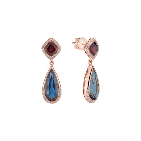 Diamond earrings, Garnet and Topaz Déchu