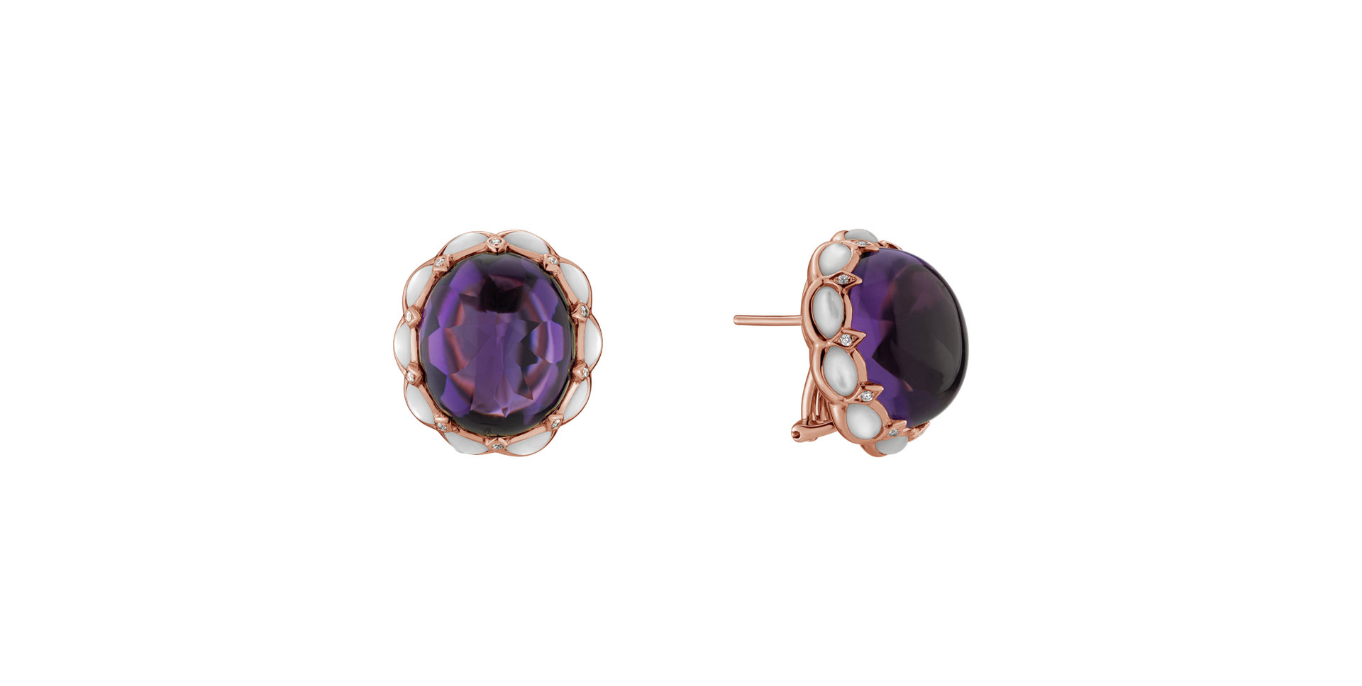 Diamond earrings with Amethyst and Mother of Pearl Primavera Gift