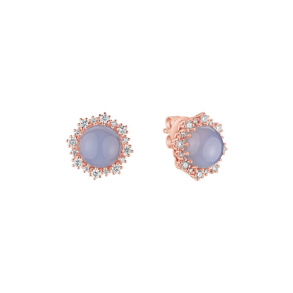 Diamond earrings with Chalcedony Lady Francesca