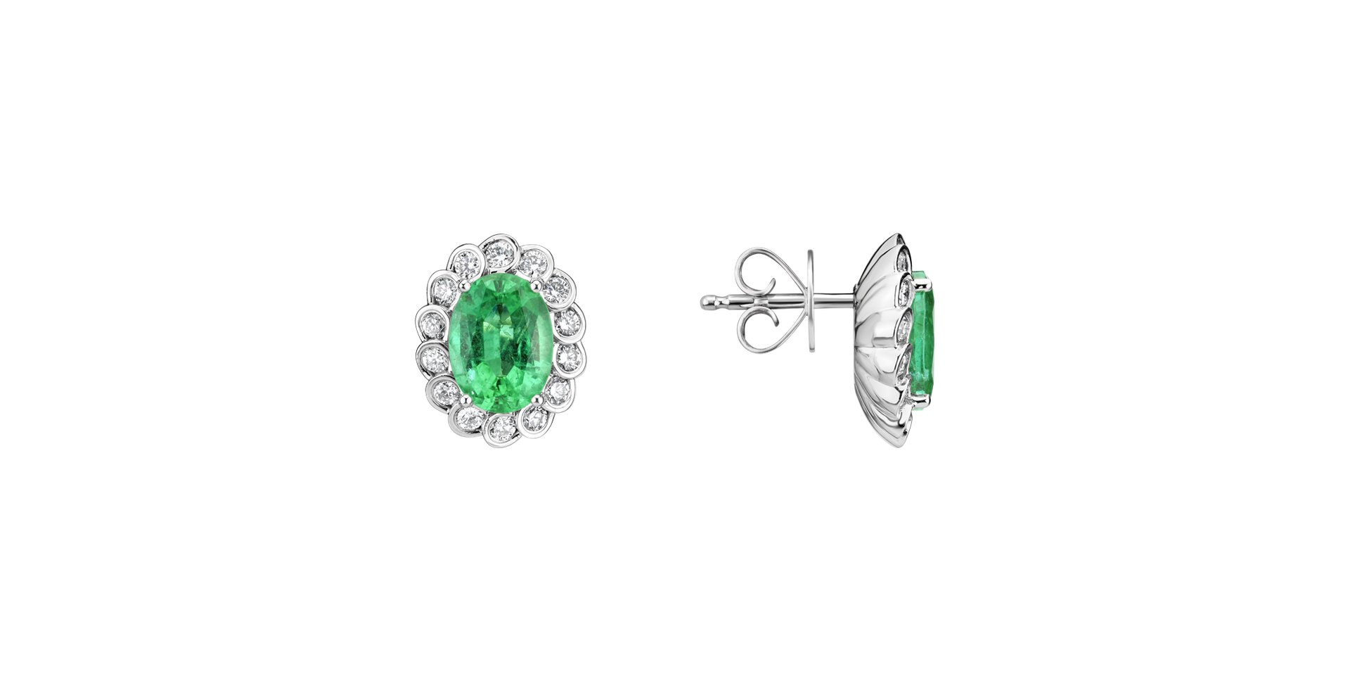 Diamond earrings with Emerald Glamour Princess