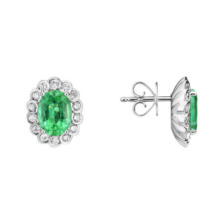 Diamond earrings with Emerald Glamour Princess