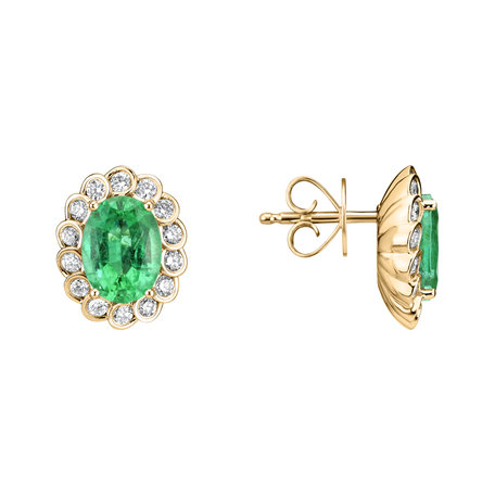 Diamond earrings with Emerald Glamour Princess