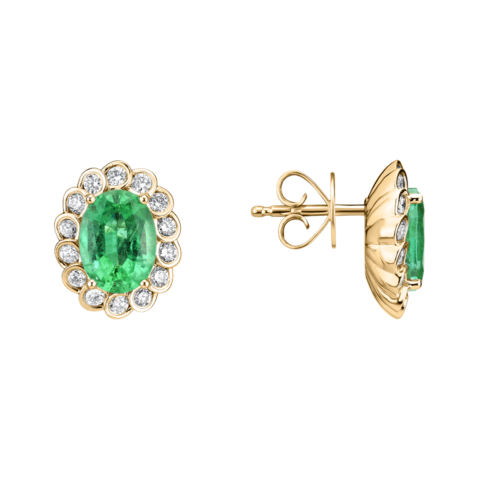 Diamond earrings with Emerald Glamour Princess