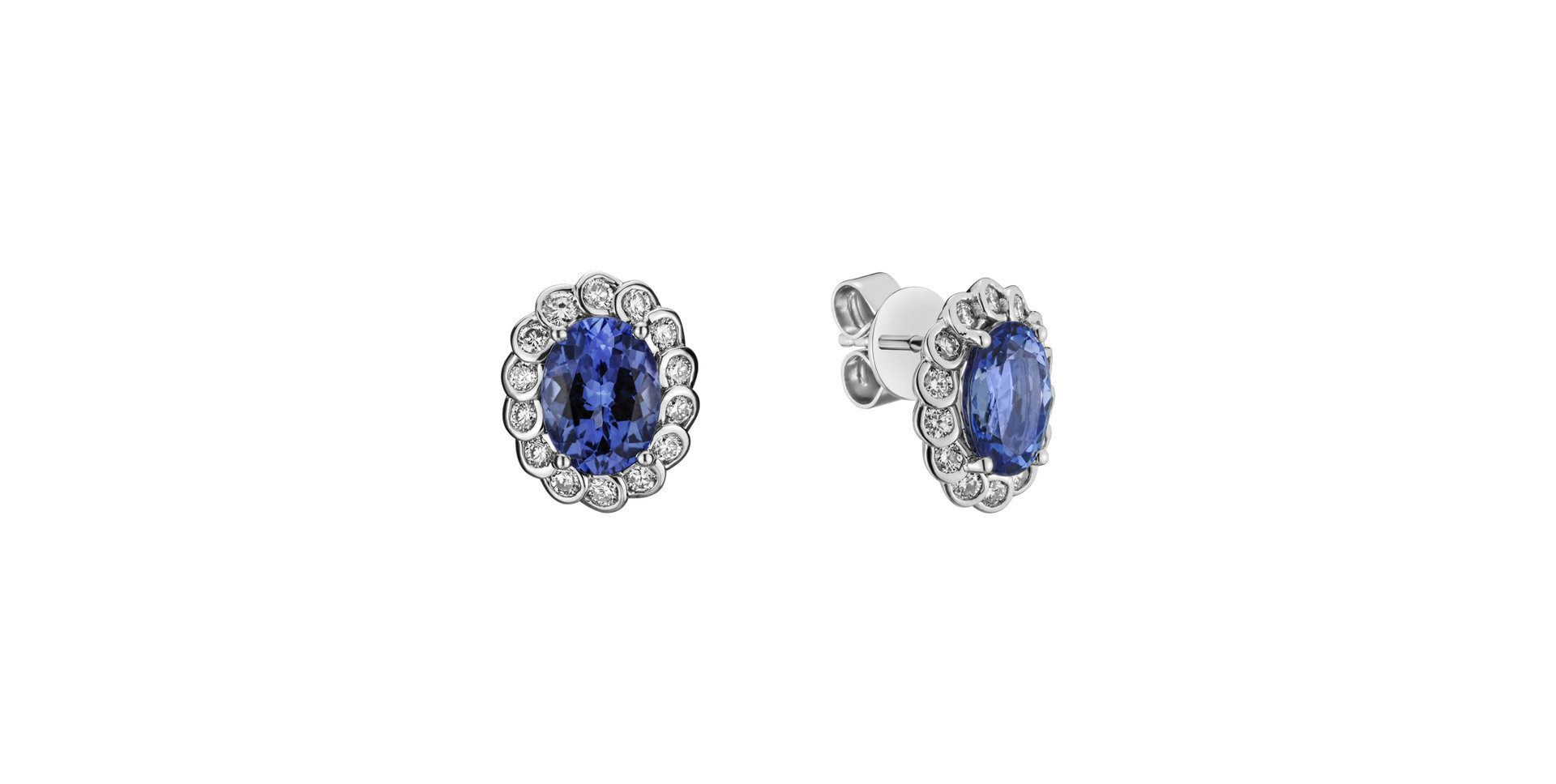 Diamond earrings with Tanzanite Princess