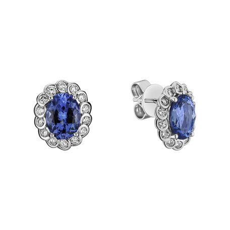 Diamond earrings with Tanzanite Princess