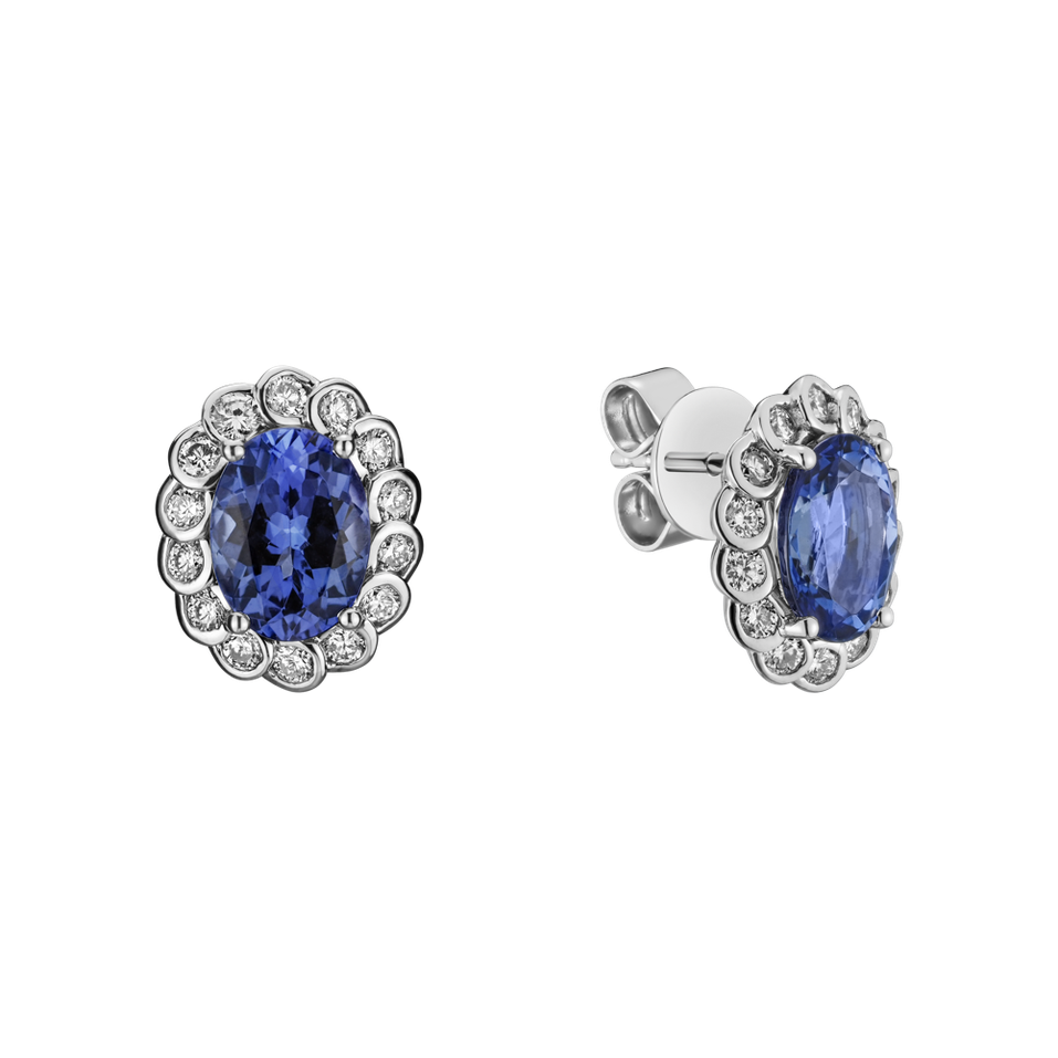 Diamond earrings with Tanzanite Princess