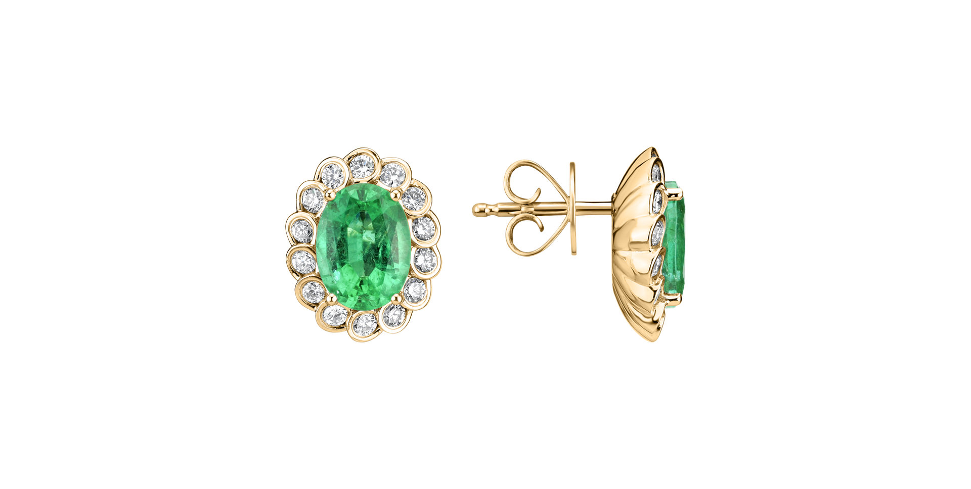 Diamond earrings with Emerald Princess