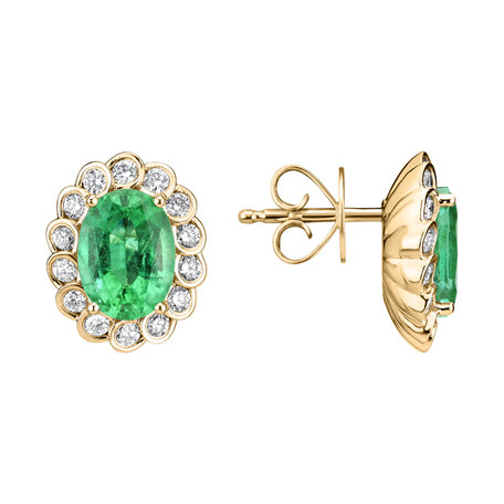Diamond earrings with Emerald Princess