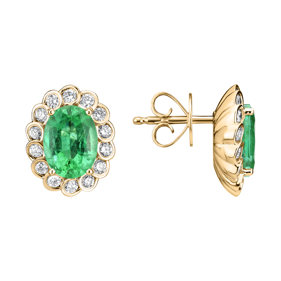 Diamond earrings with Emerald Princess