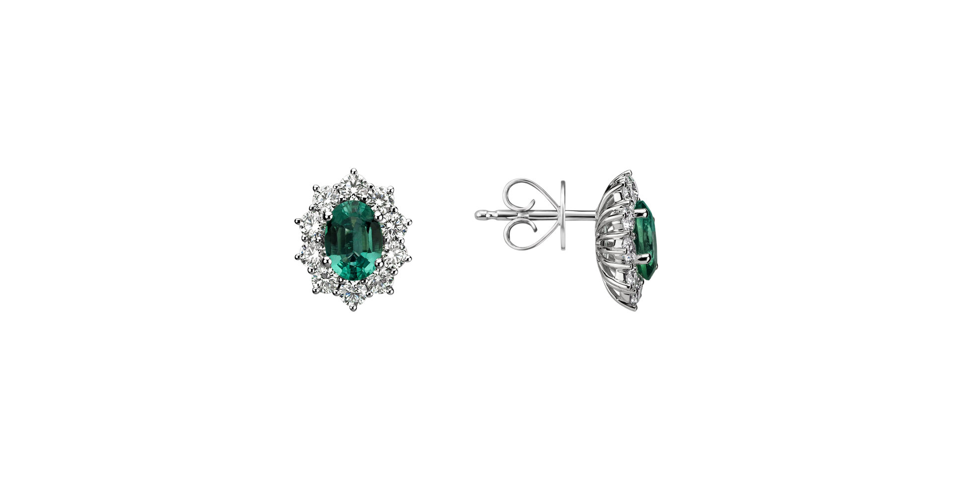 Diamond earrings with Emerald Princess