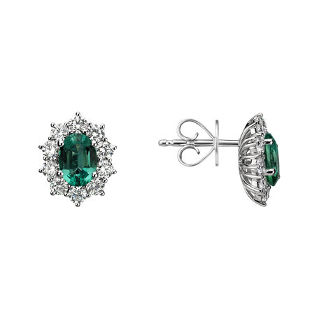 Diamond earrings with Emerald Princess