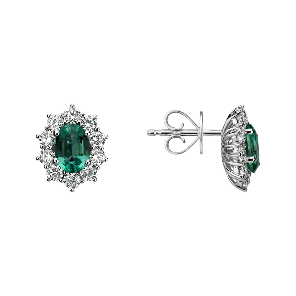 Diamond earrings with Emerald Princess