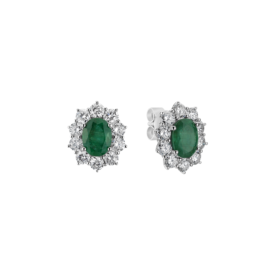Diamond earrings with Emerald Princess