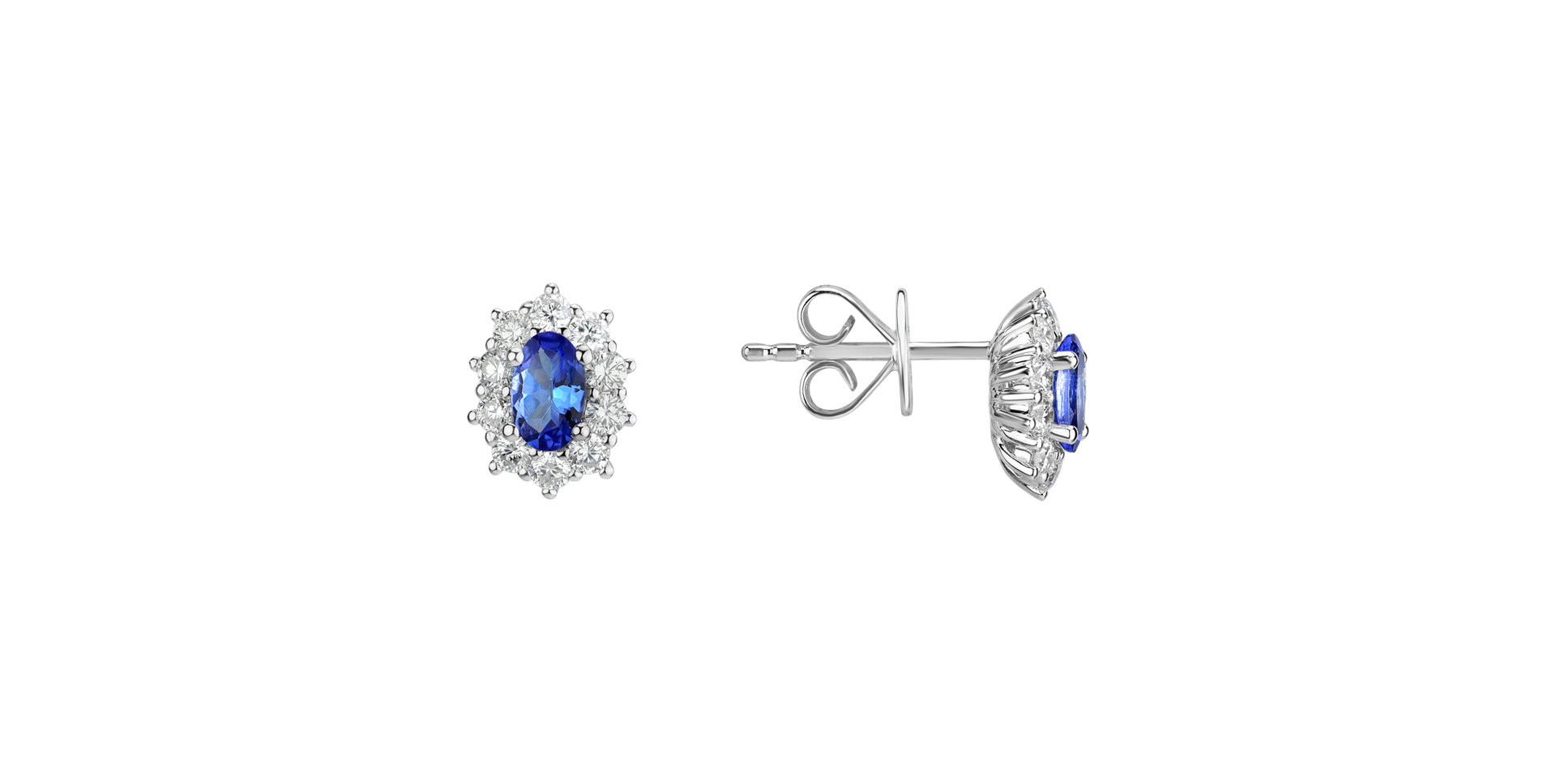 Diamond earrings with Tanzanite Princess